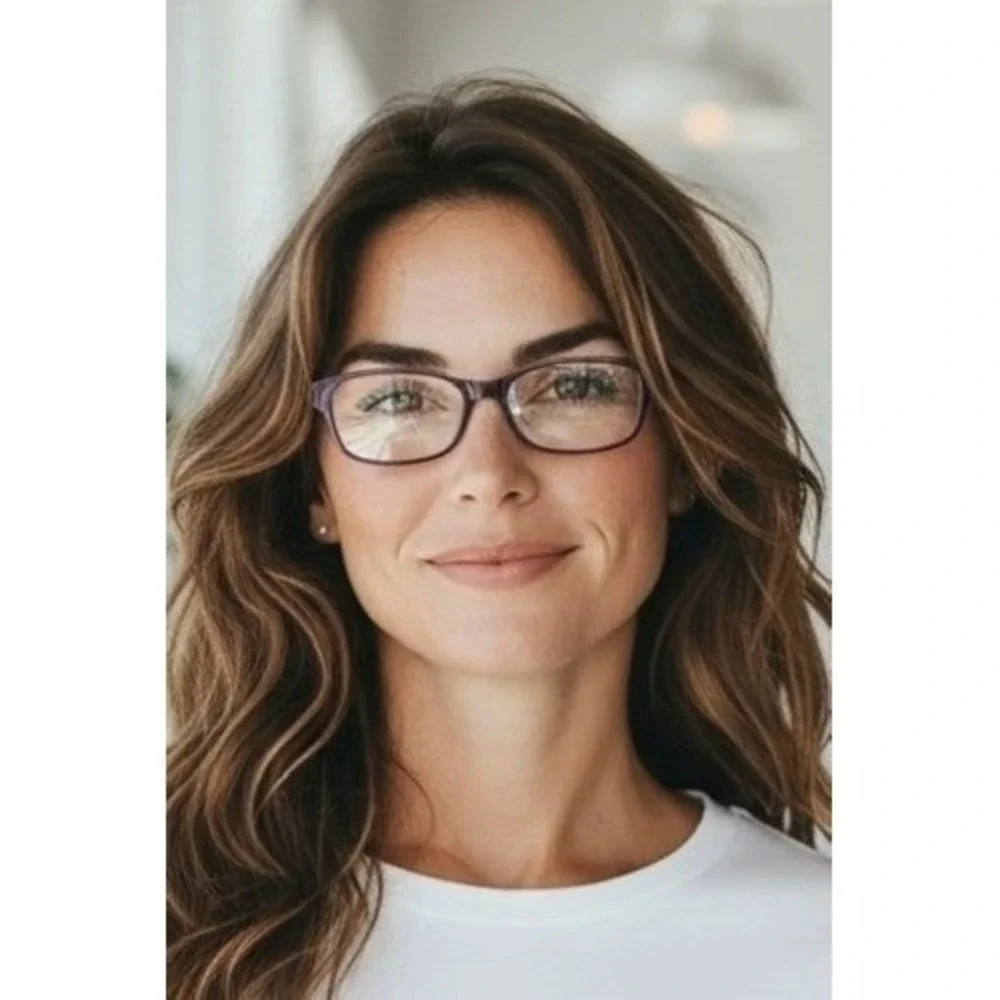 Hard Candy Women's Purple Rectangle Eyeglasses with Case Trendy Y2K Frames